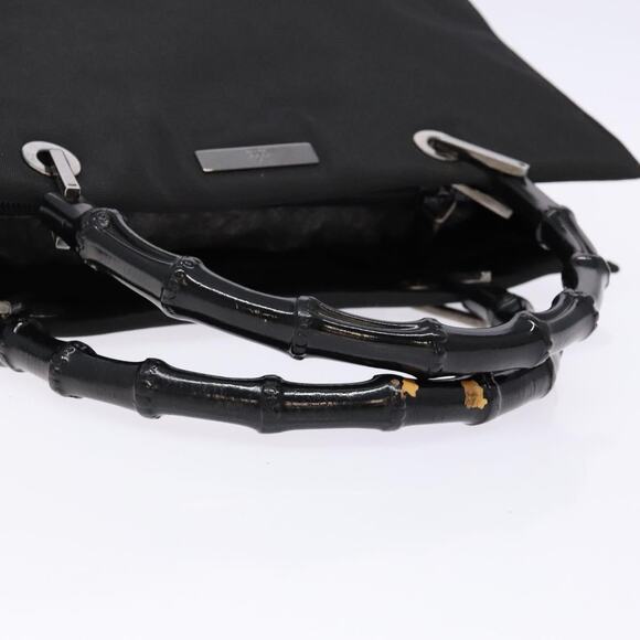 GUCCI Bamboo Hand Bag Nylon Black Silver 002 002 - Picture 7 of 16